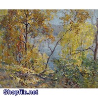 TSD3684 - Tranh sơn dầu khu rừng vào chiều thu